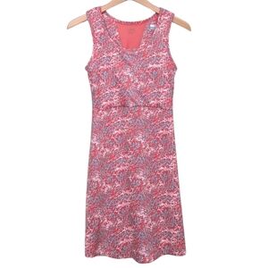 Columbia PFG Midway Bay Tank Dress Athletic Performance Coral Print Pink Blue XS
